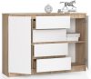 AKORD CLP K140 Komód Laminált Sonoma Tölgy Fehér 4 Fiókos