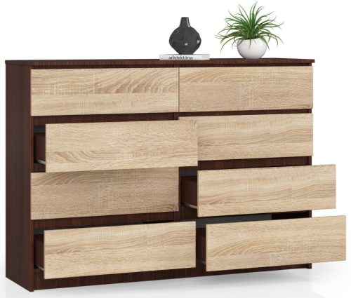 AKORD CLP K140 Komód Laminált Wenge-Sonoma 8 Fiókos