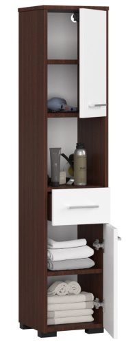 AKORD FIN Fürdőszobai Oszlopszekrény 140cm Wenge Fehér