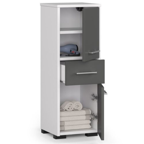 AKORD FIN Fürdőszobai Álló Szekrény Laminált Fehér-Szürke 85cm
