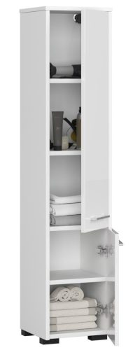 AKORD FIN Magasfényű Fehér Fürdőszobai Oszlopszekrény 140cm