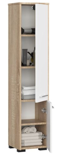 AKORD FIN Fürdőszobai Oszlopszekrény 140cm Sonoma Tölgy Fehér