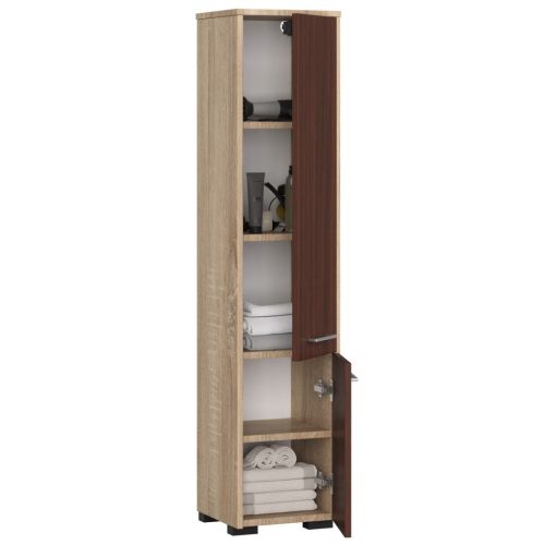 AKORD FIN Fürdőszobai Oszlopszekrény 140cm Sonoma Tölgy/Wenge