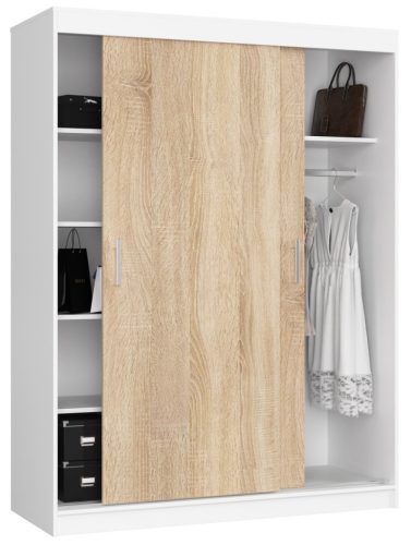 AKORD CLP MONO Tolóajtós Szekrény Fehér/Sonoma Tölgy 150cm