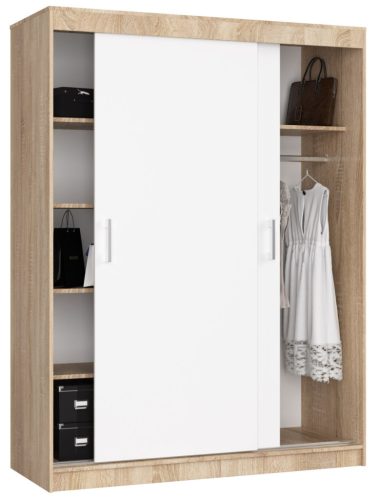 AKORD Mono CLP Tolóajtós Szekrény Sonoma Tölgy-Fehér 150cm