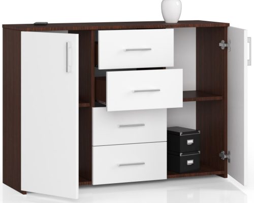 AKORD K45 Wenge-Fehér Komód Laminált ABS-szegéllyel