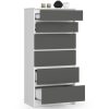 AKORD CLP K60 Fiókos Komód Laminált Fehér-Szürke 6-Fiókos