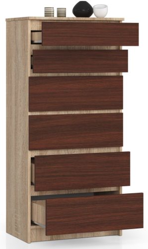 AKORD CLP 6-Fiókos Komód Sonoma Tölgy/Wenge Laminált OP0PK-6DABVEN001