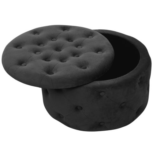 AKORD Alia Kárpitozott Tárolós Puff Velúr Fekete