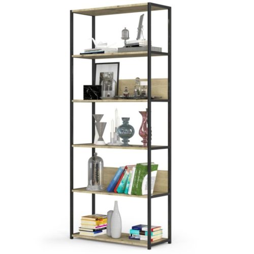 AKORD Loft Ipari Polcos Állvány Artisan Tölgy Fekete 6 Polcos REGINDCZARARTCL800