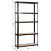 Fancy Garden Garázs Fém Polcrendszer Acél/MDF Fekete 175kg Teherbírás REGMET9030180CZA