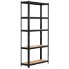 Fancy Garden Garázs Fém Polcrendszer Acél/MDF Fekete 175kg Teherbírás REGMET9030180CZA