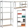 Fancy Garden Garázs Fém Polcrendszer Acél/MDF Ezüst 5-Polcos