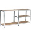 Fancy Garden Garázs Fém Polcrendszer Acél/MDF Ezüst 5-Polcos