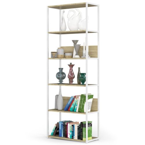 AKORD Loft 700 Fém Polcos Állvány Fehér/Artisan Tölgy