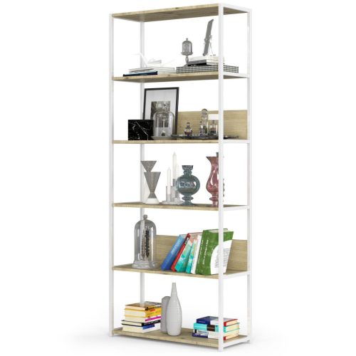 AKORD Loft 800 Fehér/Artisan Tölgy Fém Polcos Állvány