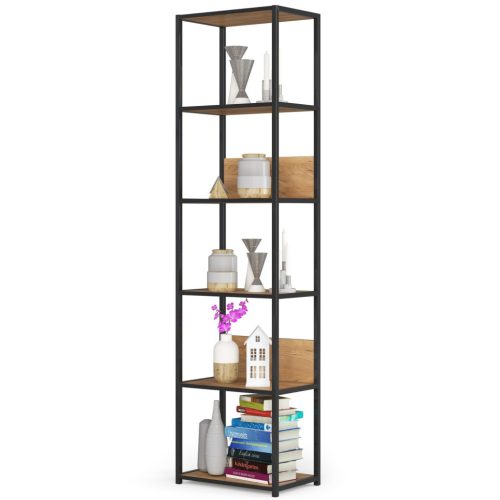 AKORD Loft 500 Fém Polcos Állvány Fekete/Tölgy Craft
