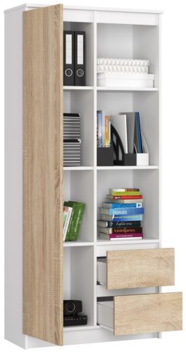 AKORD CLP R11 Irodai Könyvespolc Fehér-Sonoma Tölgy 80 cm Laminált