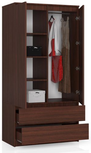 AKORD CLP Kétajtós Ruhásszekrény Laminált Wenge 90cm