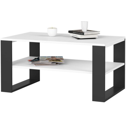 AKORD Alex Dohányzóasztal Laminált Fehér-Fekete Modern