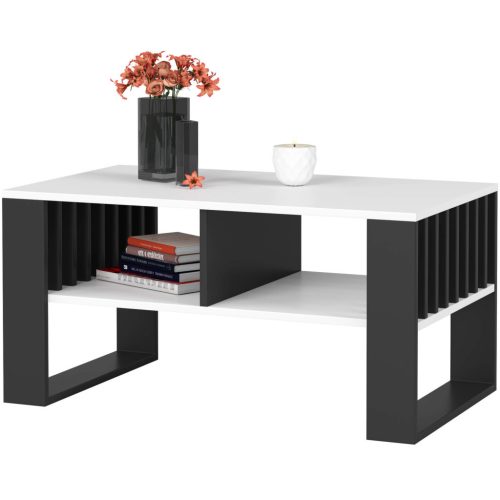 AKORD Rockford Modern Dohányzóasztal Laminált Fehér-Fekete