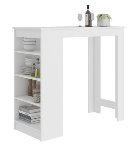 AKORD CLP Bárasztal Fehér Matt 115cm Tárolópolcokkal