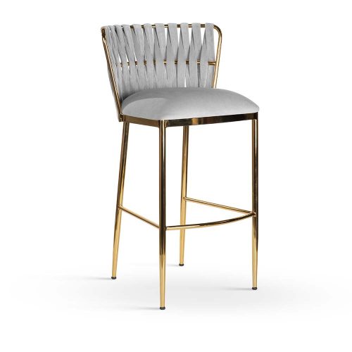 HORDIA M Fonott Háttámlás Bárszék Arany Fém 60cm