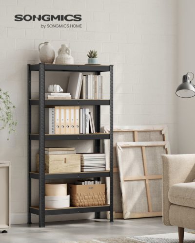 SONGMICS Ipari Polcrendszer Rusztikus MDF Polcokkal Fekete-Barna 150 cm