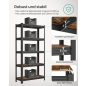 SONGMICS Ipari Polcrendszer Rusztikus MDF Polcokkal Fekete-Barna 150 cm