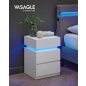 VASAGLE Modern LED Éjjeliszekrény Fehér 3 Fiókos