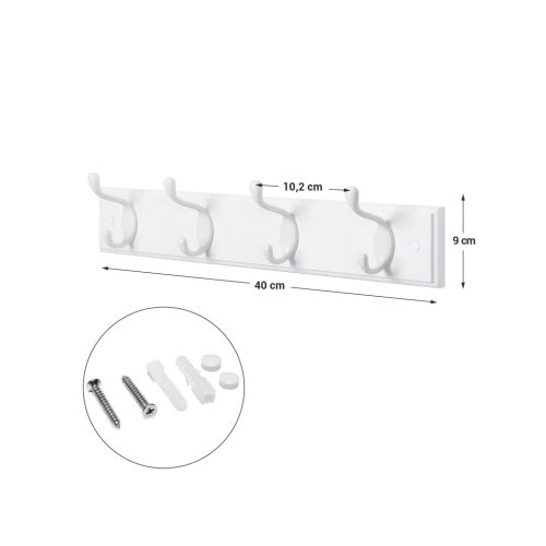 SONGMICS Fali Fogas 4 Fém Akasztóval Fehér MDF LHR23WT