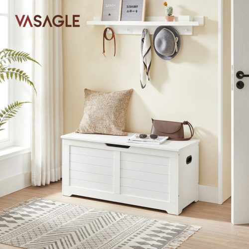 VASAGLE Modern Tárolópad Biztonsági Zsanérokkal Matt Fehér