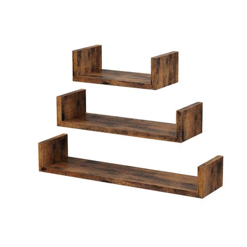 SONGMICS Vintage U-alakú Fali Polc Szett 30/45/60 cm Rusztikus Barna