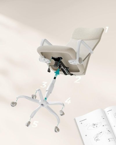 SONGMICS Ergonomikus Forgószék Párnázott Szövet Bevonattal Bézs