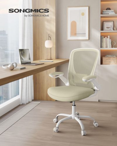 SONGMICS Ergonomikus Hálós Irodai Szék Bézs Színben Állítható Deréktámasszal