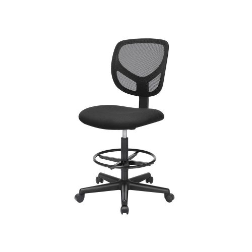 SONGMICS Ergonomikus Háló Rajzszék Fekete Lábtartóval