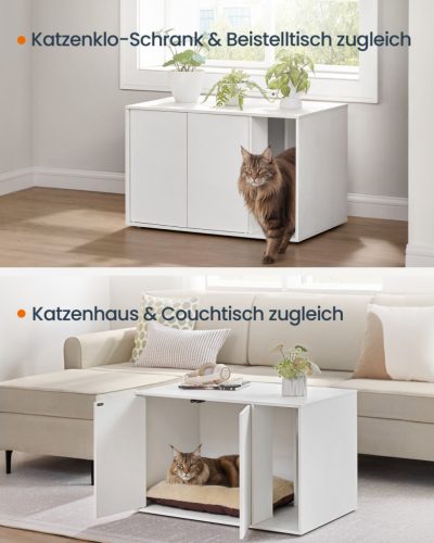 SONGMICS HOME Minimál Macska WC Szekrény Dohányzóasztal Hófehér