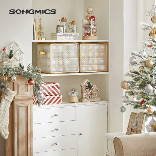 SONGMICS Karácsonyi Gömbtároló Doboz Szett Arany Díszítéssel