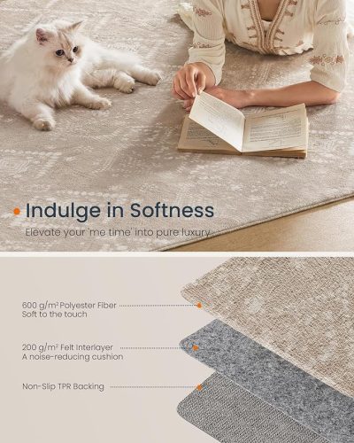 SONGMICS HOME Boho Stílusú Cappuccino Bézs Szőnyeg Csúszásmentes Alappal