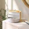 Umbra Moona Fa és Fehér Ékszertartó Szervező 360° Forgatható Fiókokkal