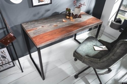 INVICTA Elements Sheesham Íróasztal Füstölt Paliszander Fém 118 cm