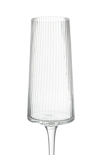 KARE Riffle Pezsgőspohár Üveg Átlátszó Bordázott 215ml