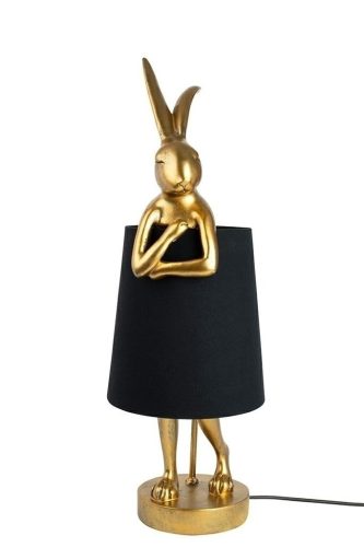 KARE Design Rabbit Arany Nyúl Asztali Lámpa Fekete Lenárnyékolóval