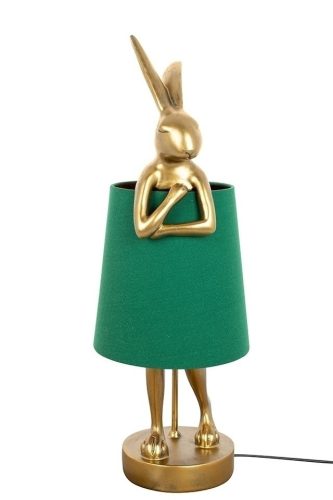 KARE Design Rabbit Asztali Lámpa Arany Zöld Vászon Ernyővel 68cm