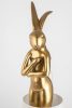 KARE Design Rabbit Aranyozott Nyuszi Asztali Lámpa Fehér Lenburkolattal