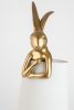 KARE Design Rabbit Aranyozott Nyuszi Asztali Lámpa Fehér Lenburkolattal