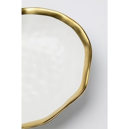 KARE Bell Porcelán Mélytányér Fehér-Arany 20 cm