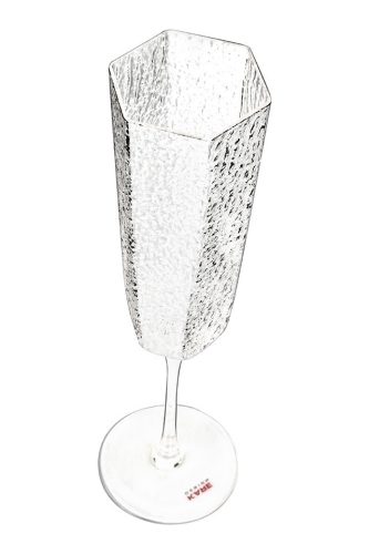 KARE Cascata Kézműves Pezsgőspohár Átlátszó Texturált Üveg 250ml
