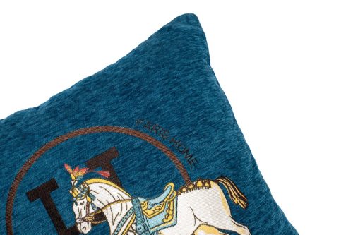 King Home Paris Home Lovas Díszpárna Zsenília Kék Elegáns