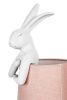 KARE Design Rabbit Asztali Lámpa Fehér Polirezin Rózsaszín Lenvászon Ernyővel 68 cm